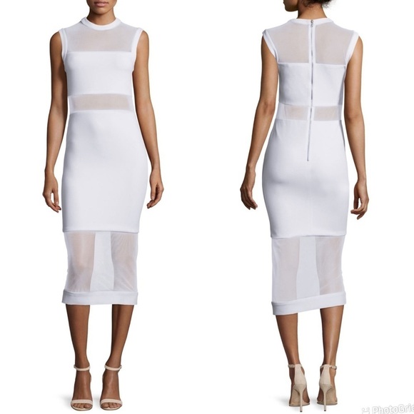 Alice + Olivia Karman Sleeveless Mesh-Trim Midi Dress - Picture 1 of 9